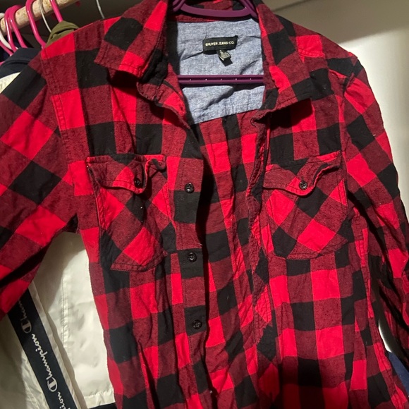 Y2K silver jeans flannel - Picture 1 of 4